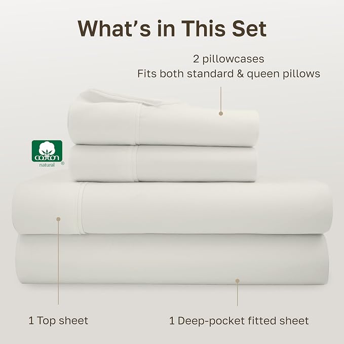 California Design Den Soft 100% Cotton Queen Sheet Set, 400 Thread Count Good - Image 4