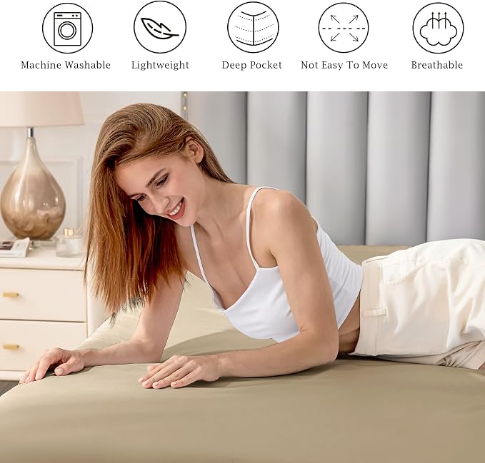 FreshCulture Pure Cotton Fitted Sheets California King Size, 300 Thread Count - Image 5