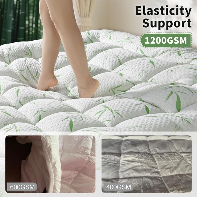 3 Inch Mattress Topper Queen Size, 1500GSM Down Alternative Fill, Cooling Extra - Image 2