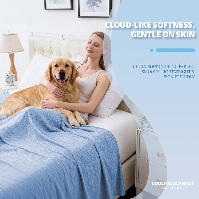 Cooling Blanket Throw Size, Cold Blanket Thin Lightweight Breathable Soft - Image 2