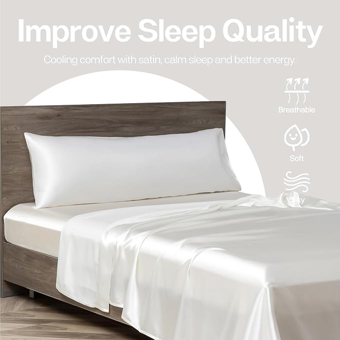 MR&HM Satin Body Pillow Cover, Soft and Breathable Body Pillow Case - Image 6