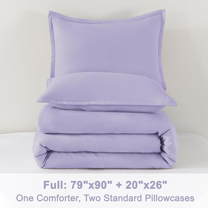 Litanika Lavender Purple Comforter Full Size, 3 Pieces Lightweight Solid - Image 9