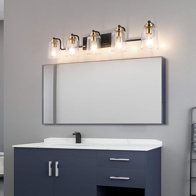 SOLFART Vintage Vanity Lights for Bathroom 5 Light Bathroom Vanity Light Black - Image 5