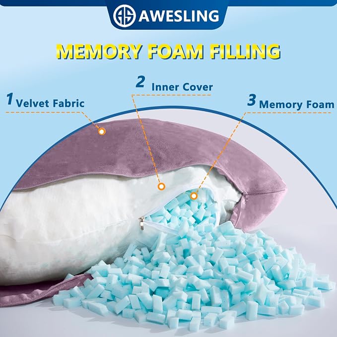 Shredded Memory Foam Body Pillow, Pregnancy Pillows - Image 4