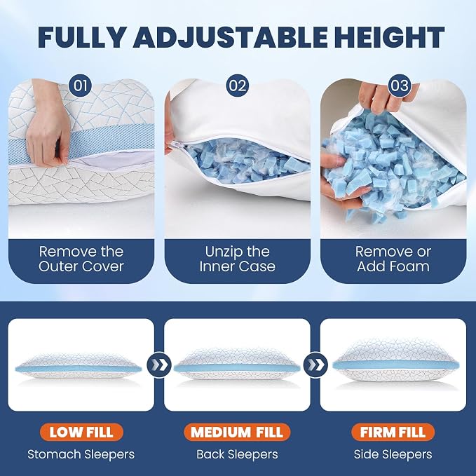 A-Pce Adjustable Pillow, King Size Bed Pillows - Image 6