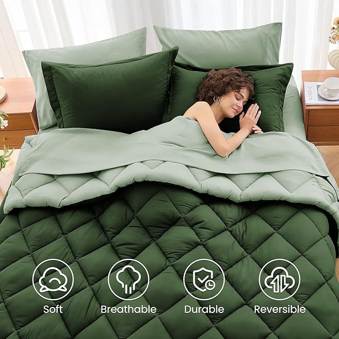 MUXHOMO 5 Pieces Twin Comforter Set, Reversible Bed in a Bag Twin Size - Image 6