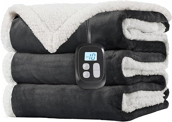 LaffyLo Electric Heated Blanket Twin Size 62 x 84, Fast Heating Blanket by LAFFYLO