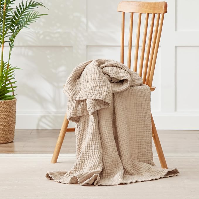 100% Cotton Muslin Blanket Twin 60" x 80", Breathable and Lightweight Cotton - Image 3