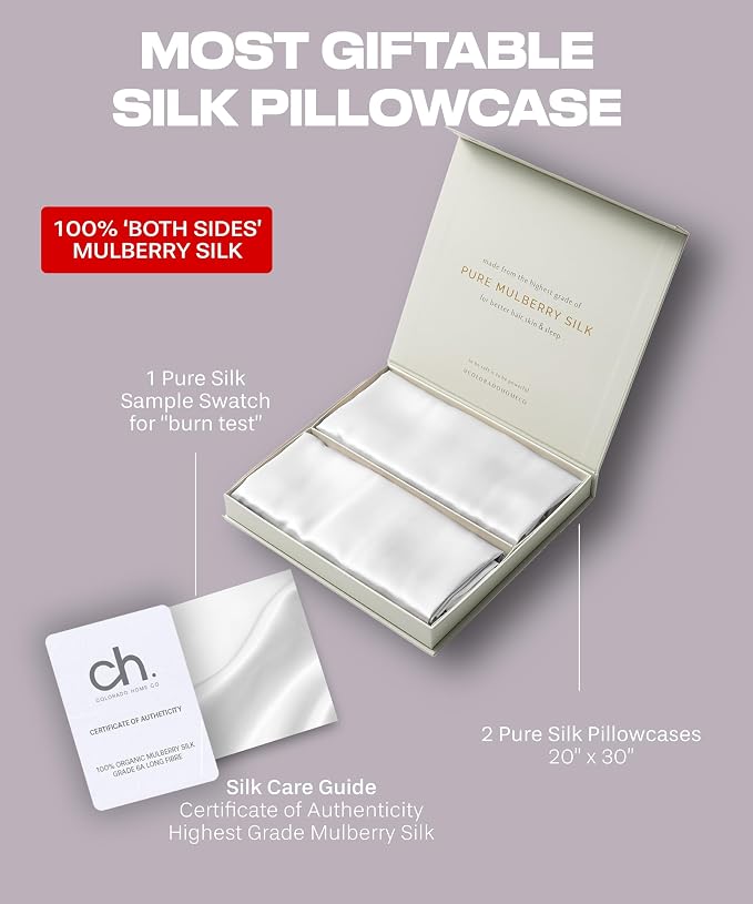SUNDAYSILKS™ Silk Pillow Cases 2 PACK | 22 Momme Mulberry Silk Pillowcase Set - Image 6