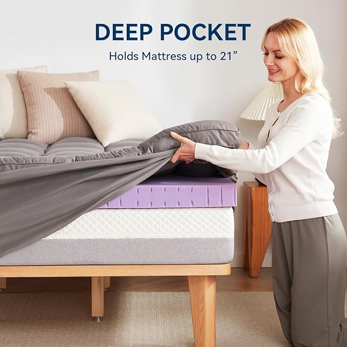 BDEUS Dual Layer 5 Inch Memory Foam Mattress Topper Full Size, 2 Inch Gel - Image 7