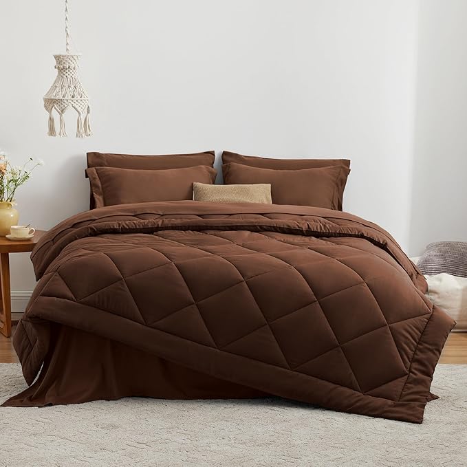 Love's cabin California King Comforter Set Brown, 7 Pieces California King Bed - Image 2