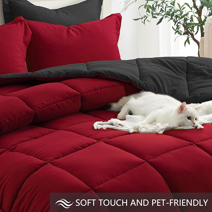 Homelike Moment Twin Comforter Set Black, Lightweight Reversible Comforter Twin - Image 4
