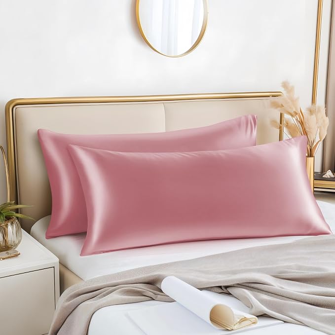 BEDELITE Satin Body Pillow Cover 2 Pack, Super Soft and Cooling Body Pillow - Image 2