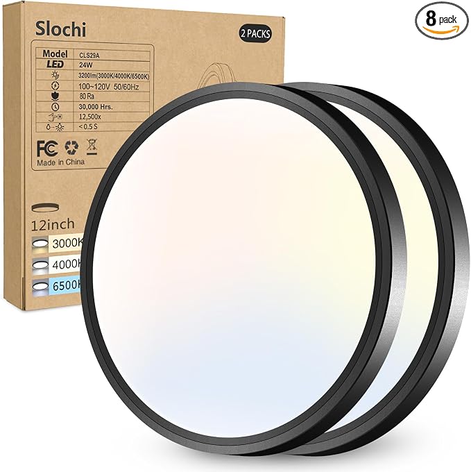 2PACK LED Flush Mount Ceiling Light Fixture, 3000K-4000K-6500K & 150W by CeilingLights