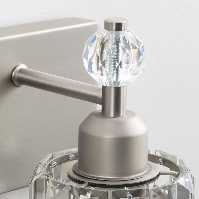 PRESDE Crystal 6-Light Bathroom Vanity Light Fixtures Brushed Nickel Modern - Image 5