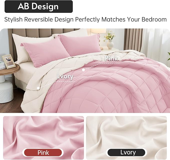 MUXHOMO 5 Pieces Twin Comforter Set, Reversible Bed in a Bag Twin Size - Image 3