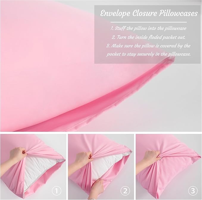 NTBAY Body Pillow Cases Set of 2, 2 Pack Brushed Microfiber 20x54 Pillow Cases - Image 2