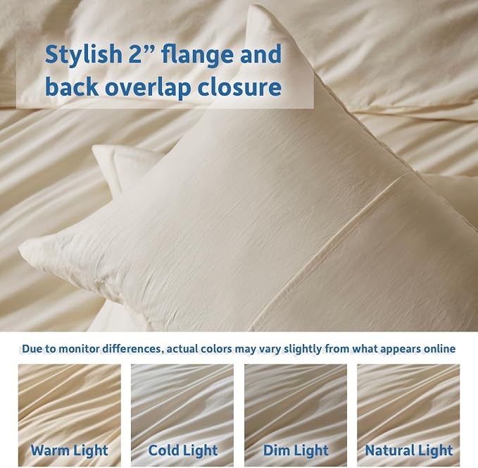 Nestl Beige Cream Duvet Cover Queen Size - Image 8