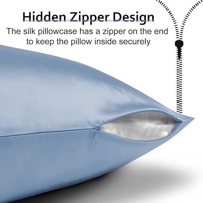 Ravmix Silk Pillow Cases with Zipper, 21momme Mulberry Silk Pillowcase - Image 5