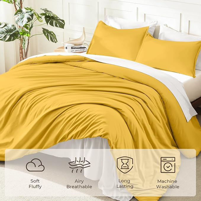 Litanika Comforters Twin XL Size Mustard Yellow, 2 Pieces Lightweight Solid - Image 3