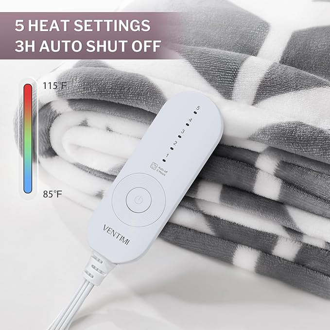VENTIMI Electric Blanket Heated Throw, Fast Heating Blankets - Image 2