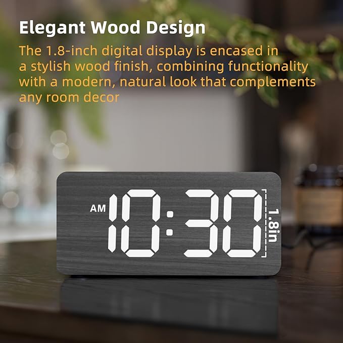 uscce Wooden Digital Alarm Clocks - Image 2