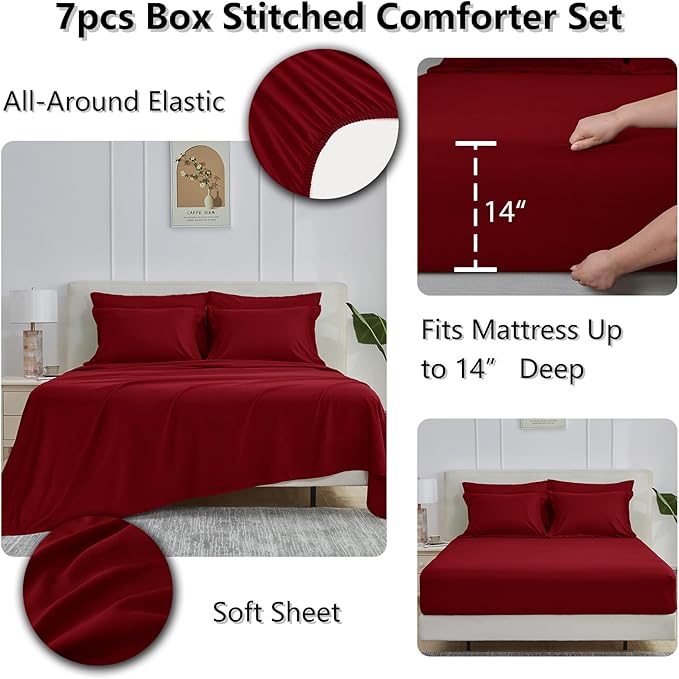 CozyLux Full Size Comforter Sets Dark Red - Image 4