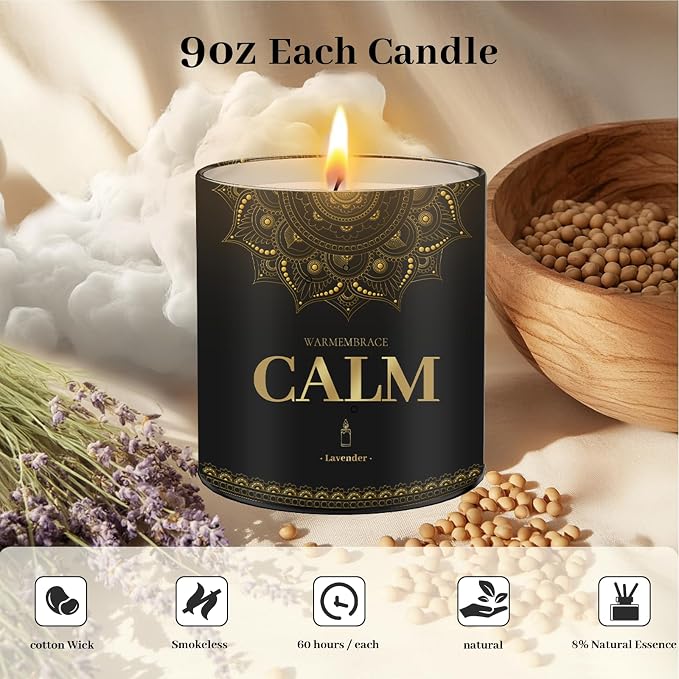 WarmEmbrace Lavender Scented Candles, 9 Oz Jar Candles - Image 4