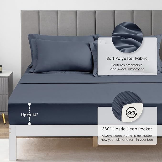 Love's cabin Full Comforter Set Navy Blue, 7 Pieces Full Bed in a Bag, All - Image 4