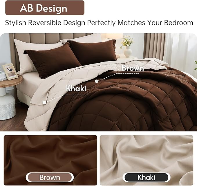 MUXHOMO 7 Pieces Full Comforter Set, Reversible Bed in a Bag Full Size - Image 3