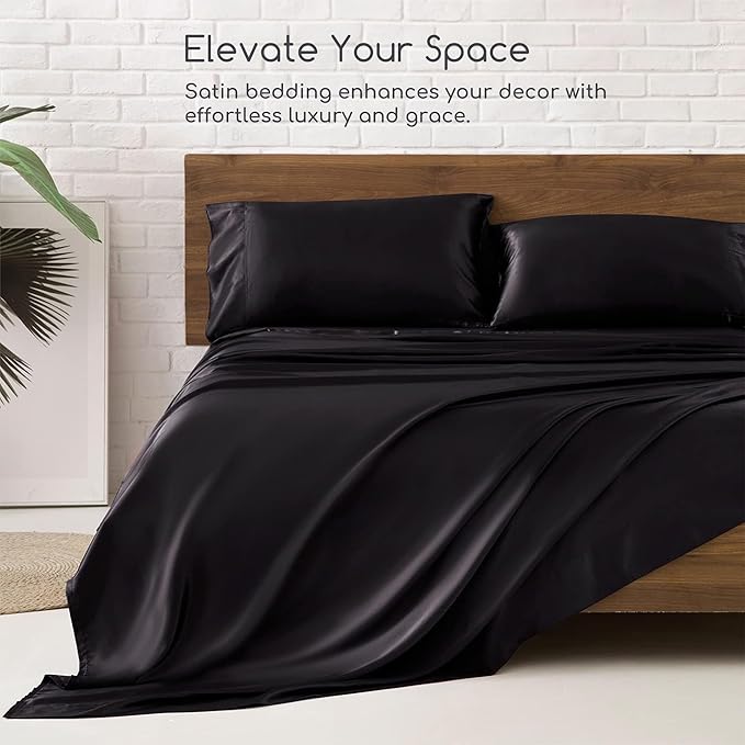 MR&HM Satin Bed Sheets, Twin XL Size Sheets Set - Image 5