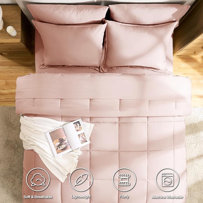CozyLux Queen Comforter Set Blush Pink - Image 2