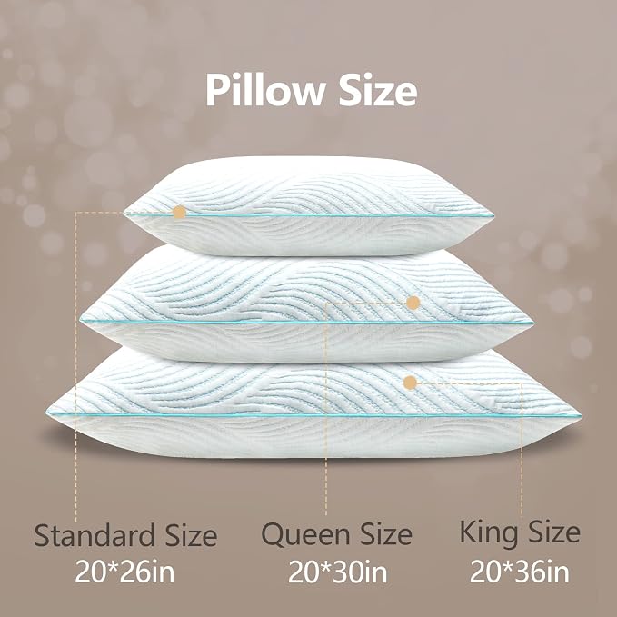 Pillows Standard Size Set of 2 Cooling Memory Foam Pillows - Image 8