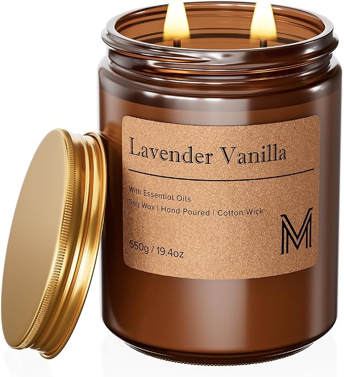 M&SENSE Lavender Vanilla Scented Christmas Candle Gift | 19.4oz, 115-Hour Burn by MSENSE