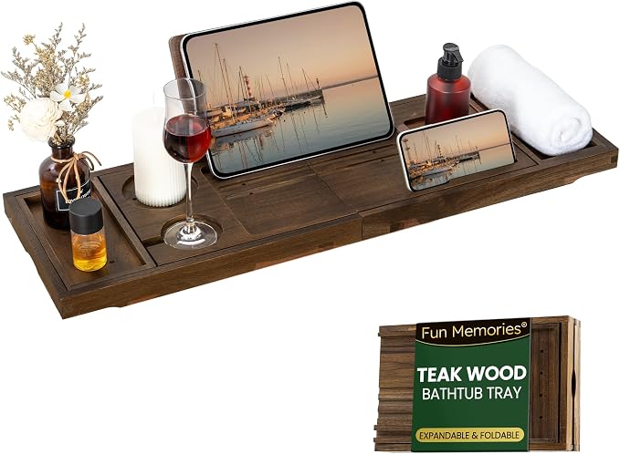 Teak Bathtub Tray by FunMemories