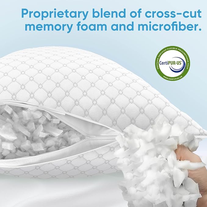 OAISZ Shredded Memory Foam Pillows, Bed Pillows King Size Set of 2, Cooling - Image 4
