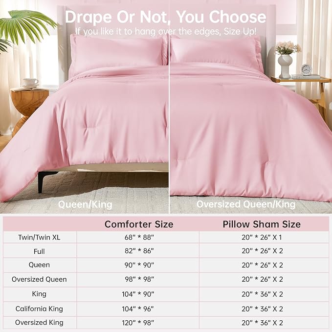 MUXHOMO Pink Queen Comforter Set, All Season Ultra Soft Down Alternative Bedding - Image 8