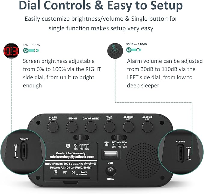 Odokee Digital Dual Alarm Clock - Image 2