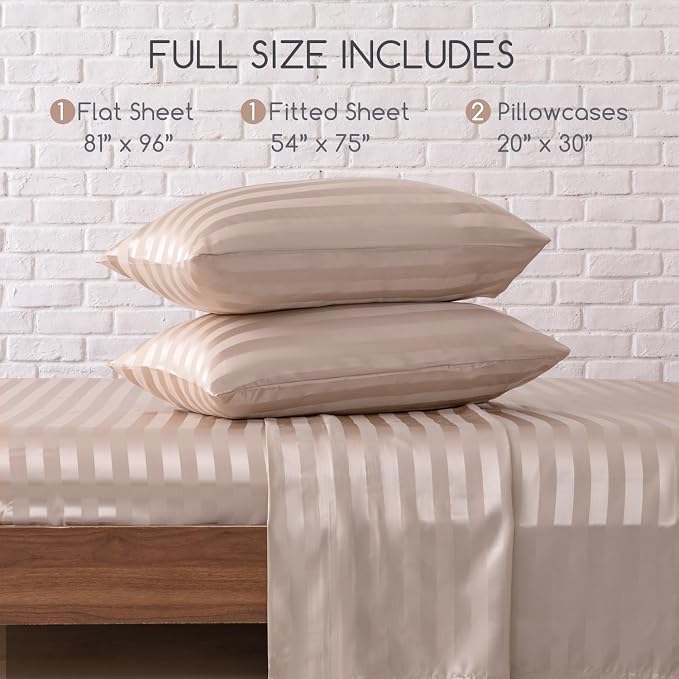 MR&HM Satin Bed Sheets, Full Size Sheets Set - Image 2