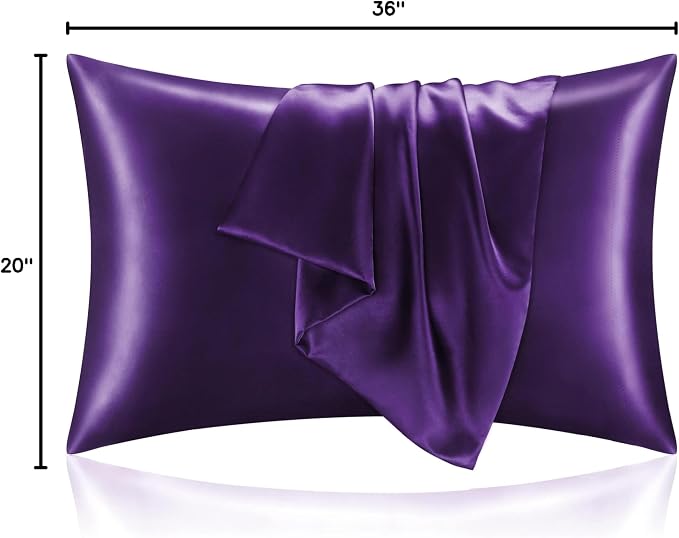 BEDELITE Satin Pillowcase with Zipper, Plum Purple King Size Pillow Cases Set - Image 7