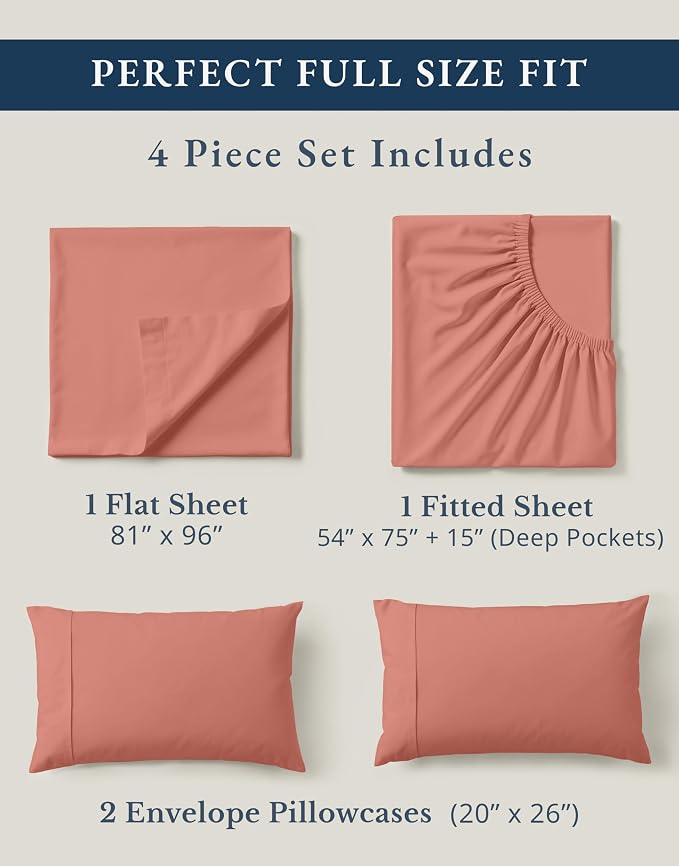 LANE LINEN 100% Organic Cotton Full Sheets Set, 4-Piece Pure Organic Cotton - Image 4