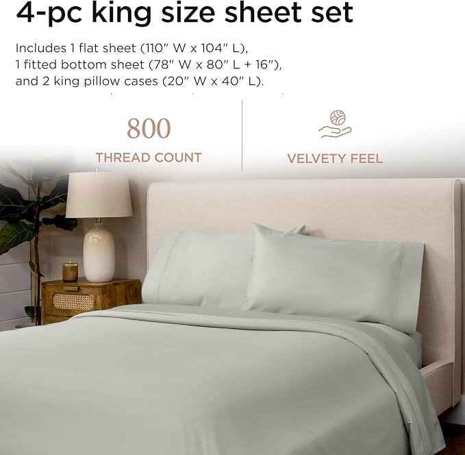 Threadmill Luxury 800 Thread Count King 100% Cotton Sheets - Image 2