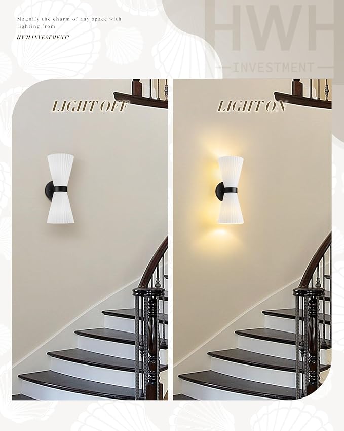 Black Wall Sconces Set of Two, HWH Modern Wall Light Fixtures Indoor Wall Lamp - Image 6