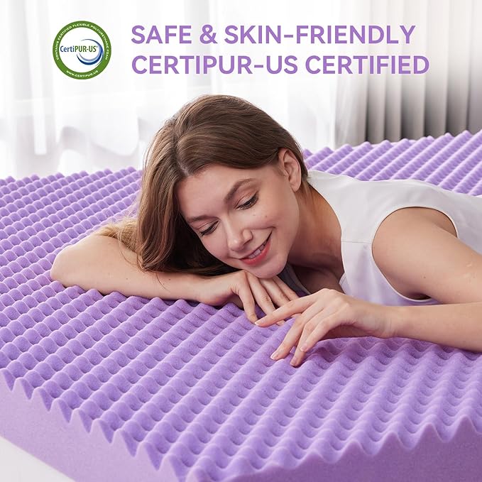 SINWEEK 3 Inch Egg Crate Memory Foam Mattress Topper Queen Size, Soft Mattress - Image 5