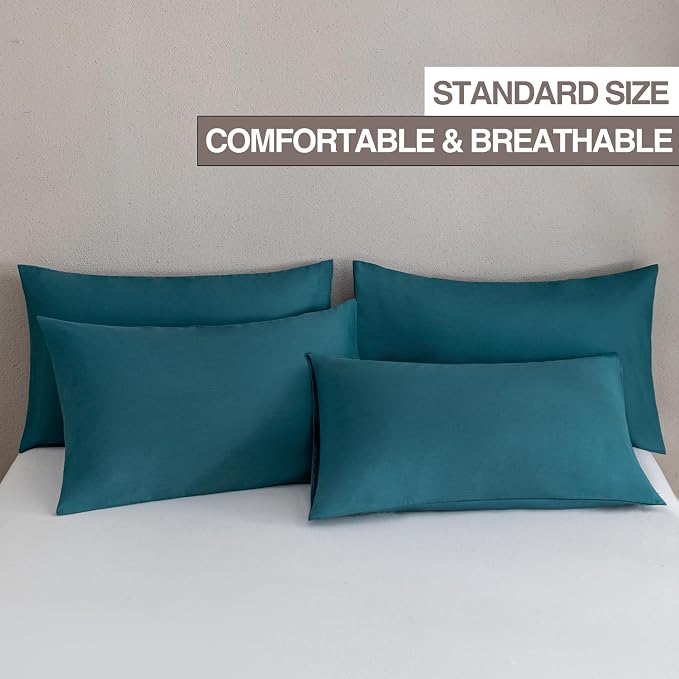 MINIPANDA Blue-Green Pillow Cases Standard Size Set of 4 - Image 2