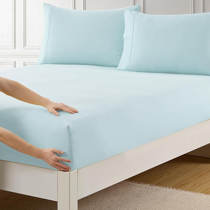 Queen Fitted Sheet Only with Full Elastic & Built in Corner Sheet Straps to by SweetHomeCollection