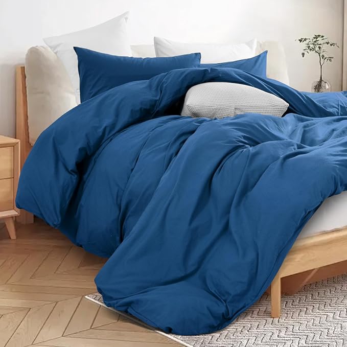 NEXHOME PRO Duvet Cover Set 100% Washed Cotton Oversized King 120"x98" Linen - Image 7