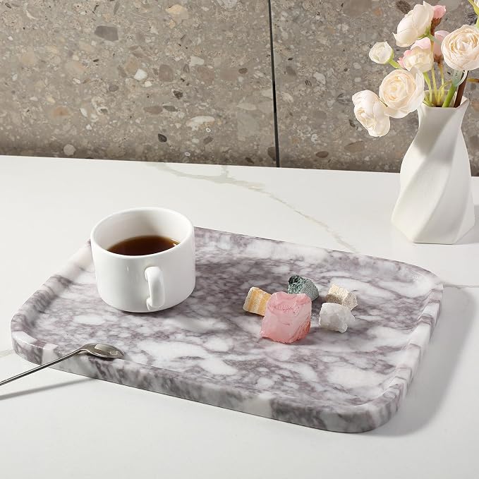 Karibiber Luxury Marble Vanity Tray, Bathroom Tray Countertop, Calacatta - Image 8