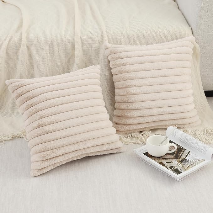 Pallene Faux Fur Plush Throw Pillow Covers 18x18 Set of 2, Luxury Soft Fluffy - Image 6