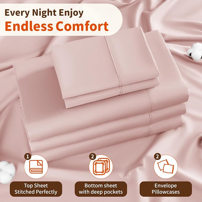 LBRO2M Split King Sheet Sets for Adjustable Bed 1000 Thread Count 100% Egyptian - Image 5